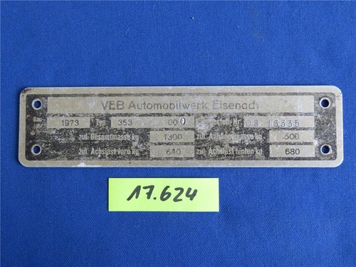 Original ddr typenschild 1973 - typenschild,