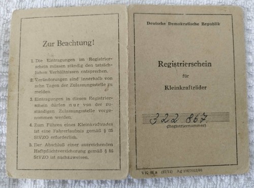 Registrierschein ddr - registrierschein,