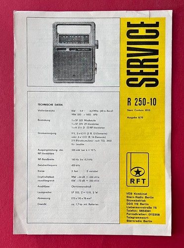 Ddr service anleitung - ddr, 1975
